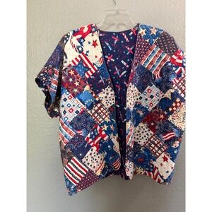 Handmade Jacket Quilted Americana Patchwork Vest Stars Stripes Patriotic Art